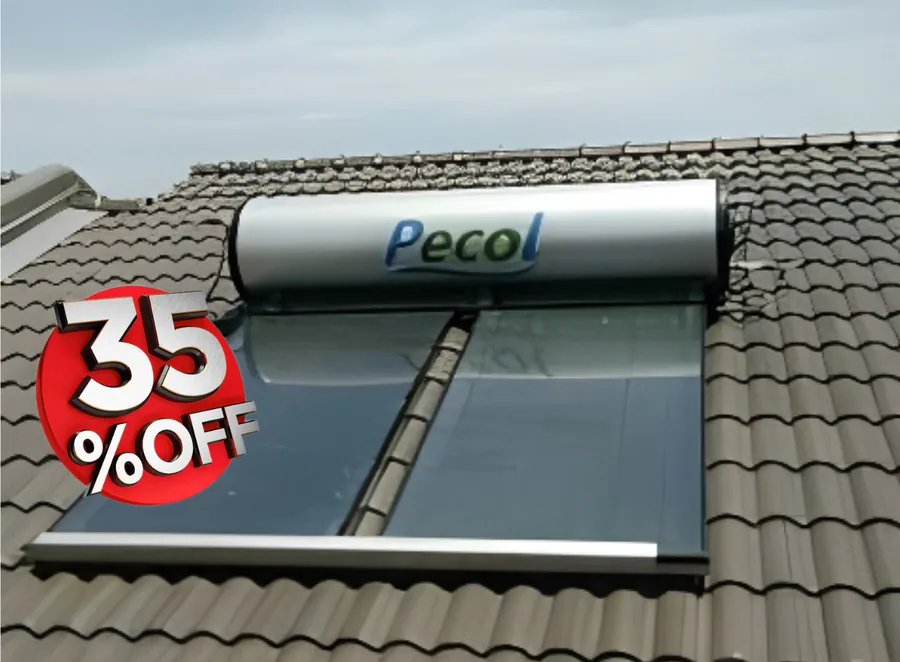 Pecol solar water heater on a roof